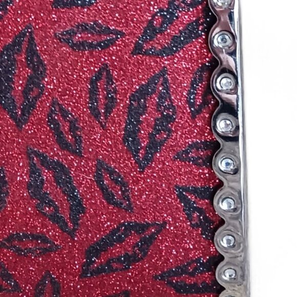 Black Crystal  Lips Two Way  Evening Mini Hand Bag Crossbody - Picture 10 of 12